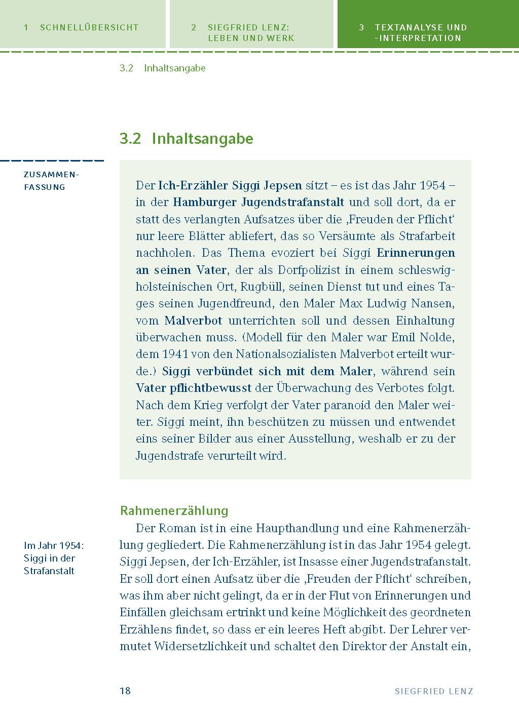 Deutschstunde. Textanalyse und Interpretation zu Siegfried Lenz