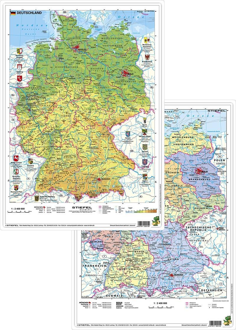 Deutschland physisch/politisch. DUO-Schreibunterlage klein