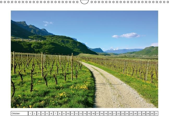 Südtirol im Frühling. Etschtal, Überetsch und Unterland. (Wandkalender immerwährend DIN A3 quer)