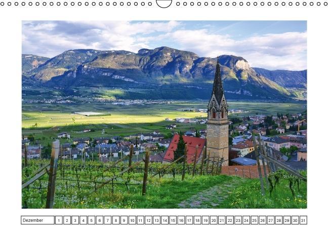 Südtirol im Frühling. Etschtal, Überetsch und Unterland. (Wandkalender immerwährend DIN A3 quer)