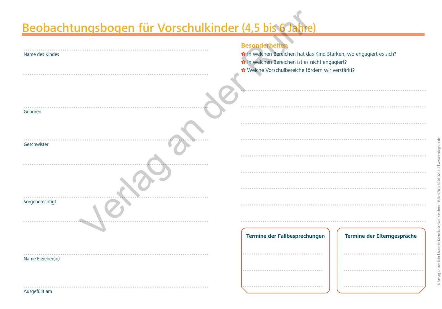 Auf einen Blick! - Der Beobachtungsbogen Sprachentwicklung von 1-6 Jahren