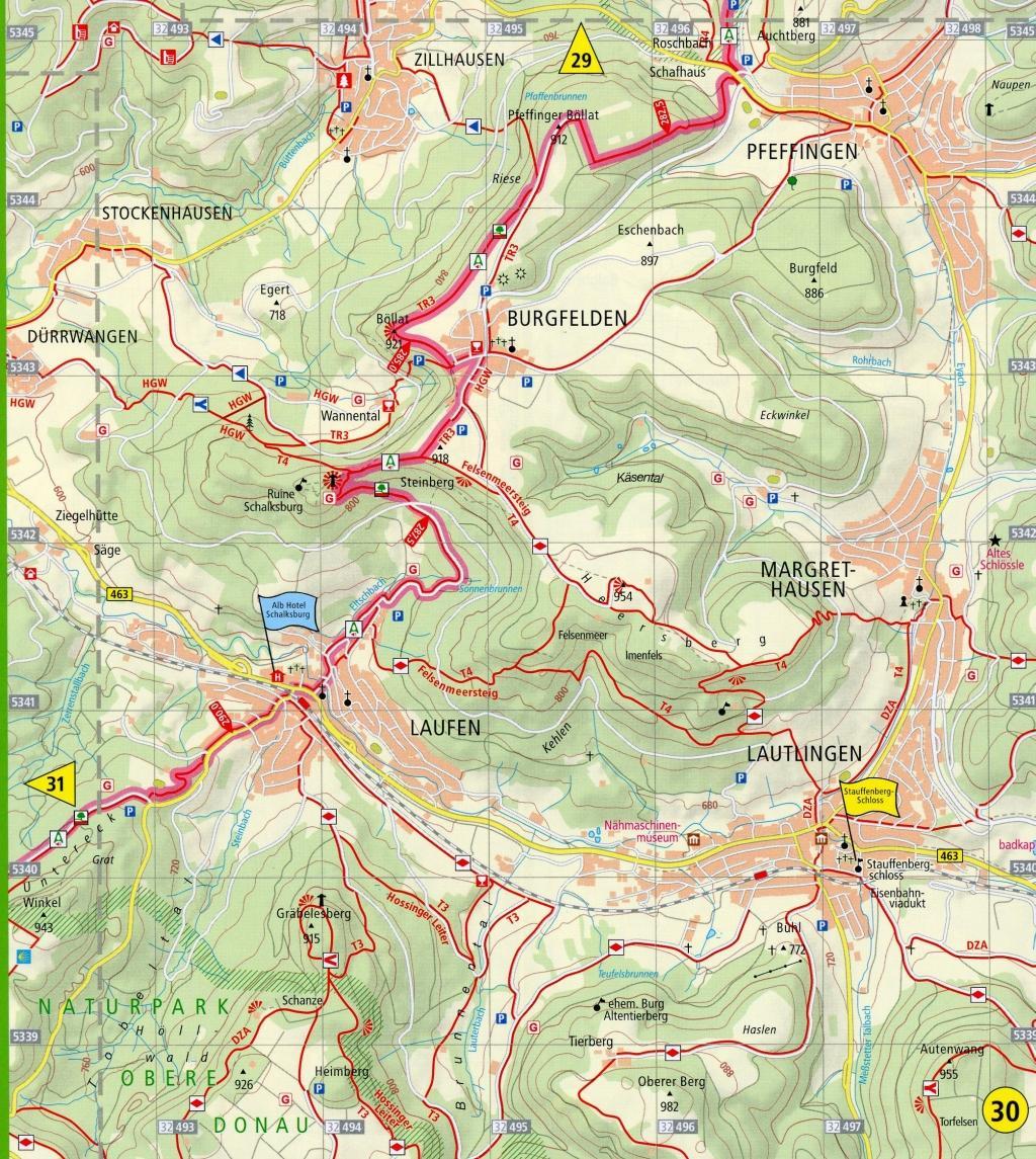 Wanderkarte Albsteig (HW1), Schwäbische Alb-Nordrandweg, Donauwörth - Tuttlingen 1 : 35 000