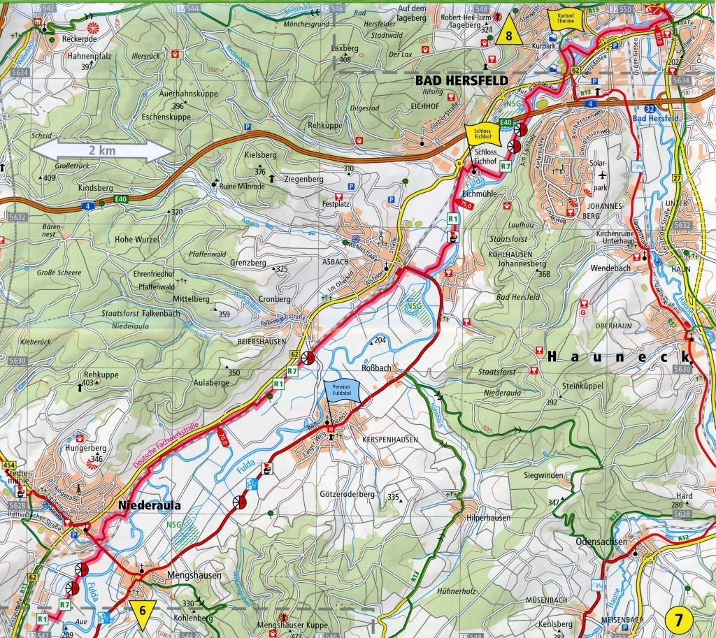 Radwanderkarte Fulda-Radweg, Gersfeld - Bad Karlshafen 1 : 50 000