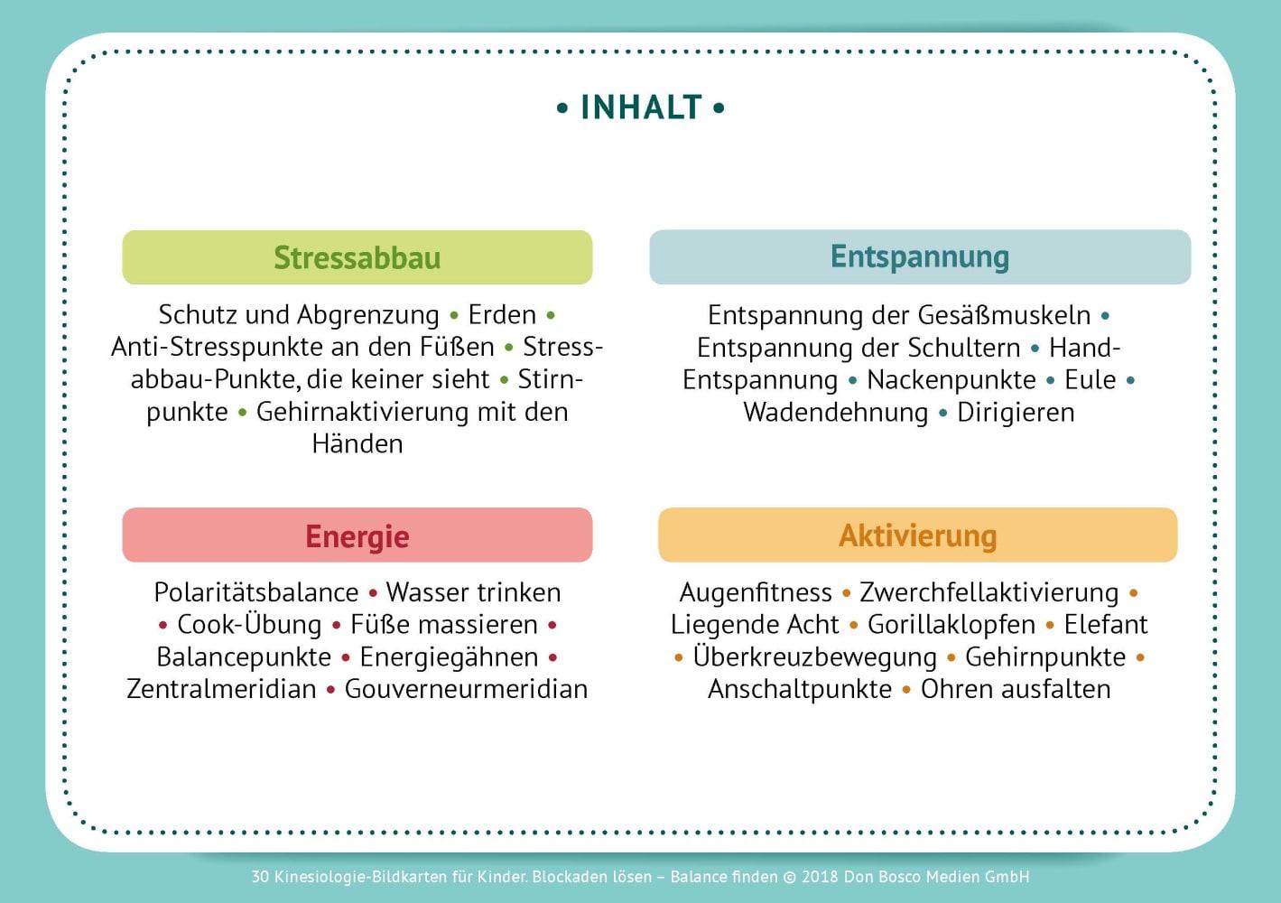 30 Kinesiologie-Bildkarten für Kinder