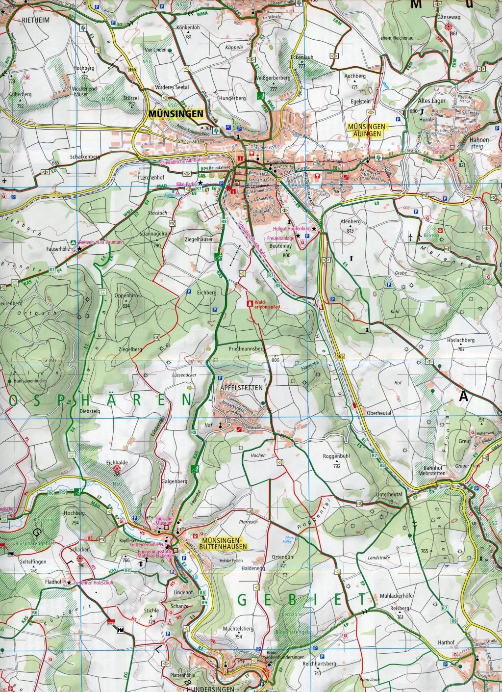 Großes Lautertal, Münsingen - Gomadingen - Zwiefalten - Hayingen 1:35 000