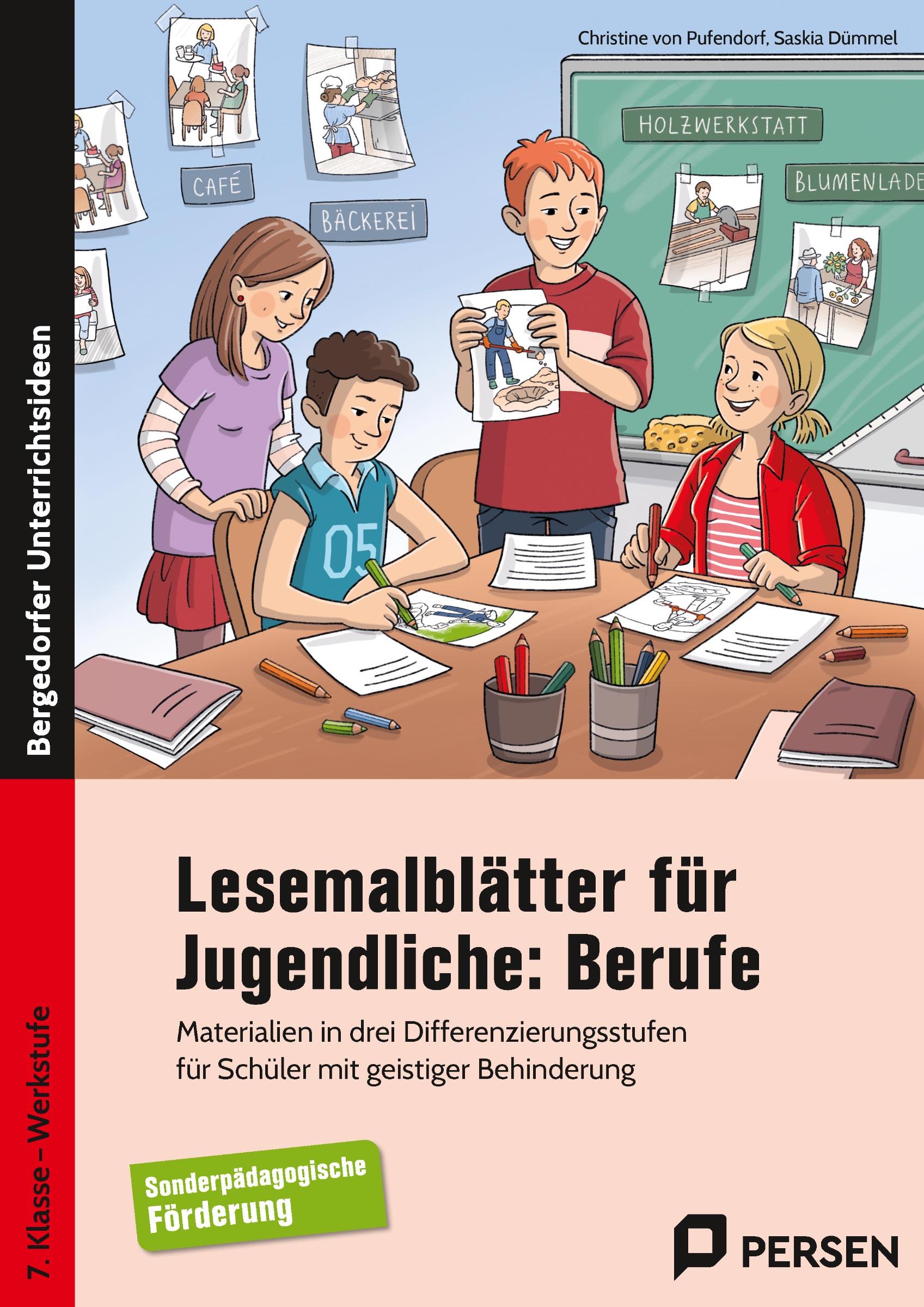 Lesemalblätter für Jugendliche: Berufe