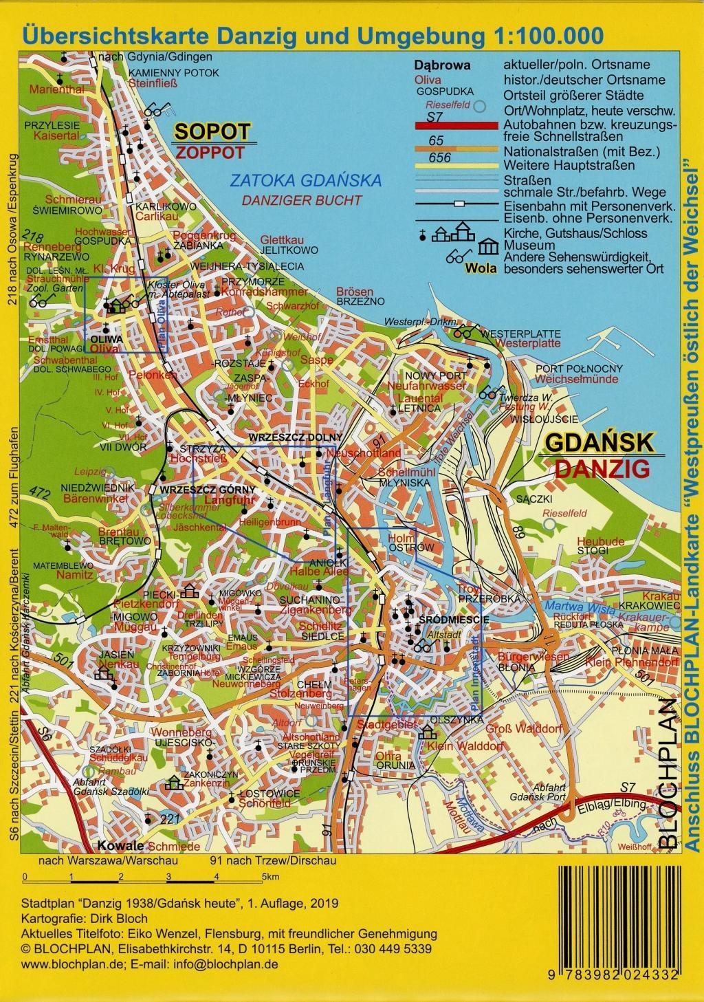 Stadtplan Danzig 1938/Gdansk heute