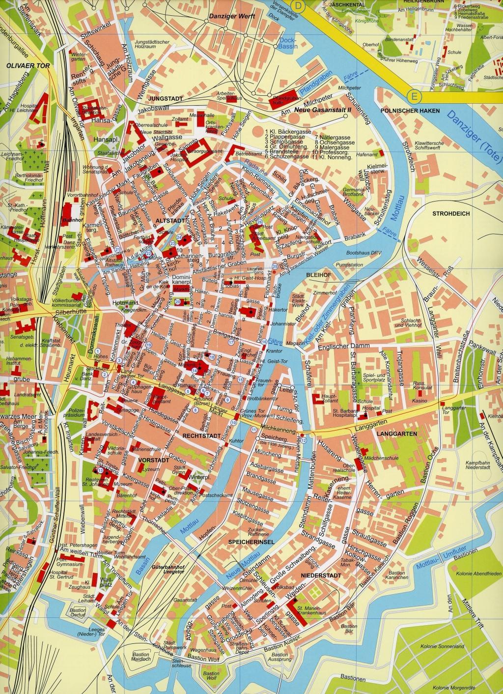 Stadtplan Danzig 1938/Gdansk heute