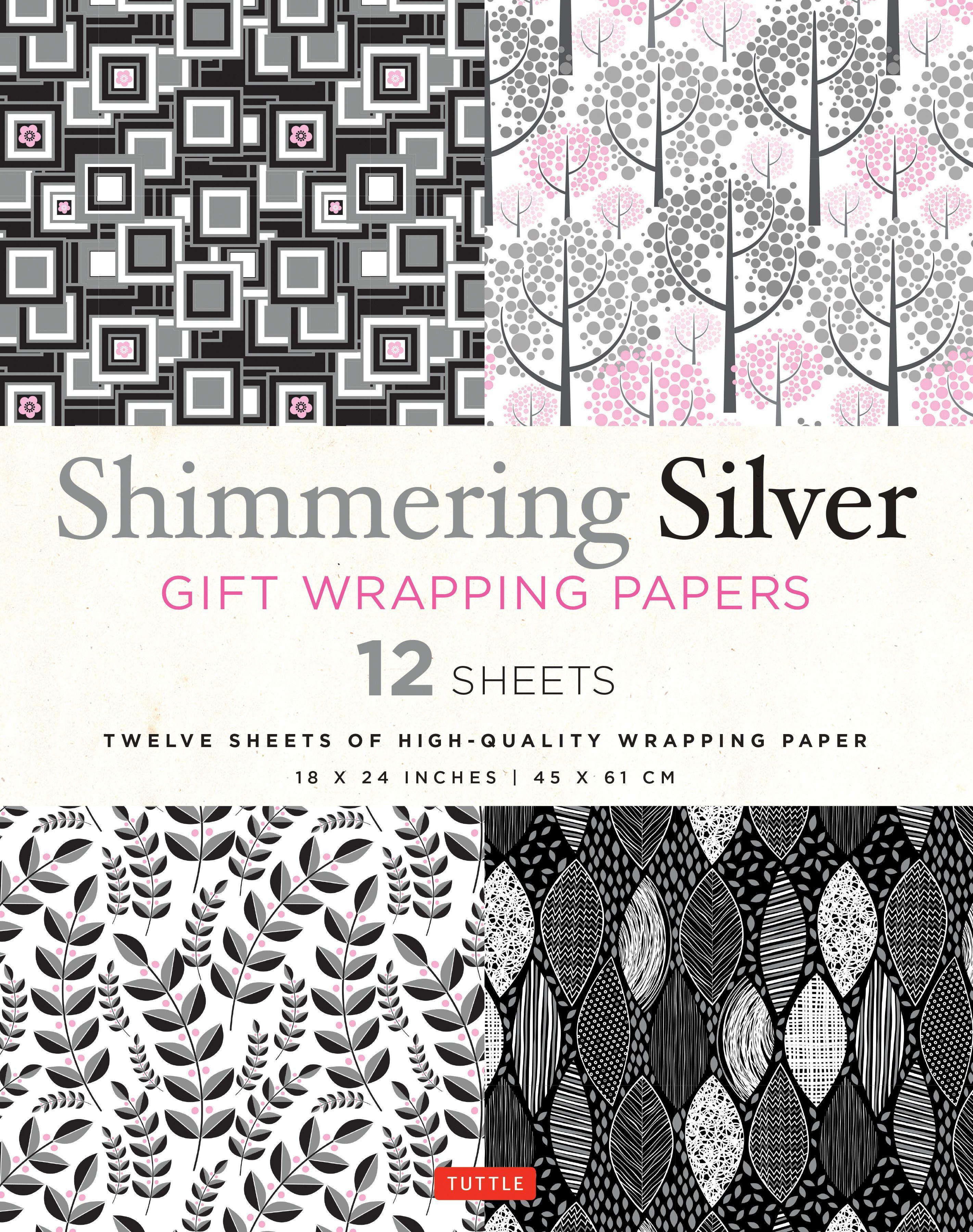 Shimmering Silver Gift Wrapping Papers - 12 Sheets