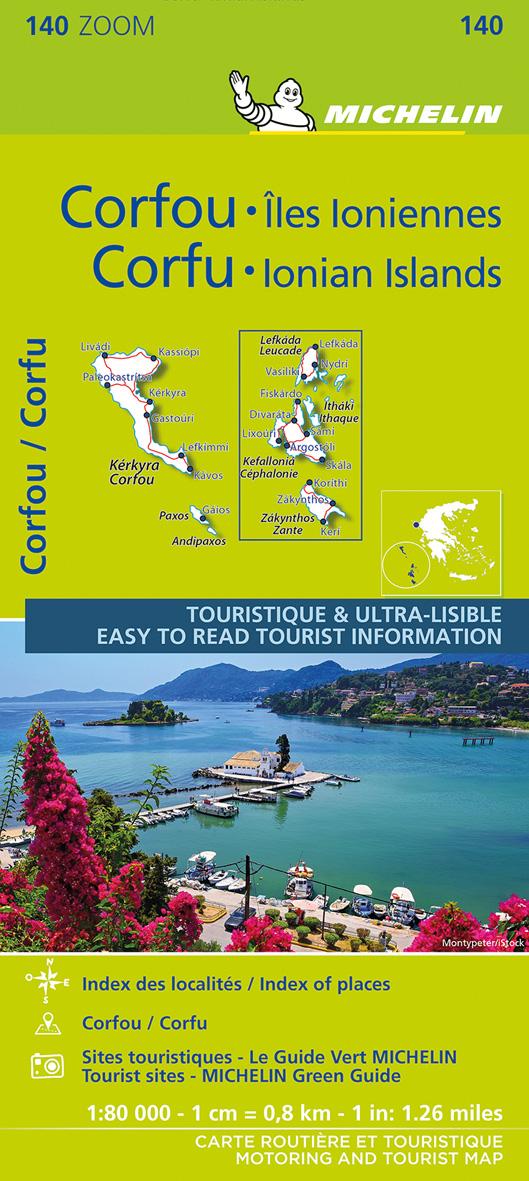 Corfu & the Ionian Islands - Michelin Zoom Map 140