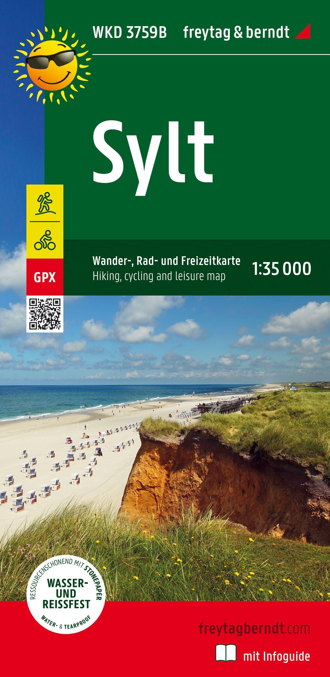 Sylt, Wander-, Rad- und Freizeitkarte 1:35.000, freytag & berndt, WKD 3759B, mit Infoguide