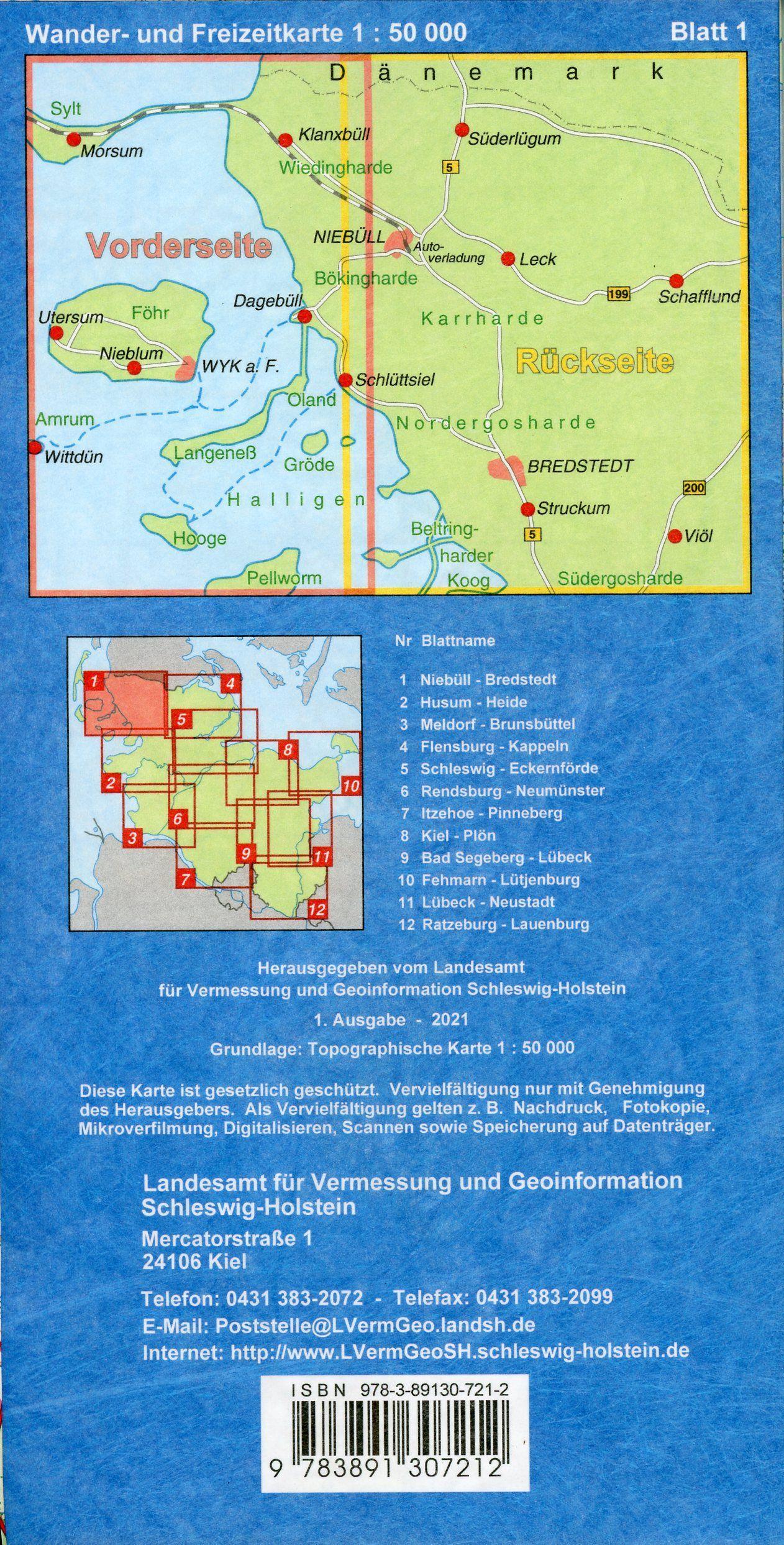 Niebüll - Bredstedt  Wander- und Freizeitkarte 1:50 000