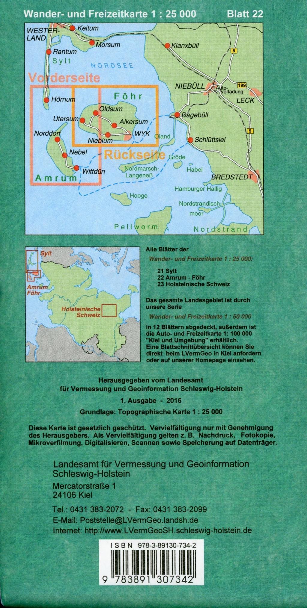 Amrum - Föhr Wander- und Freizeitkarte 1:25 000