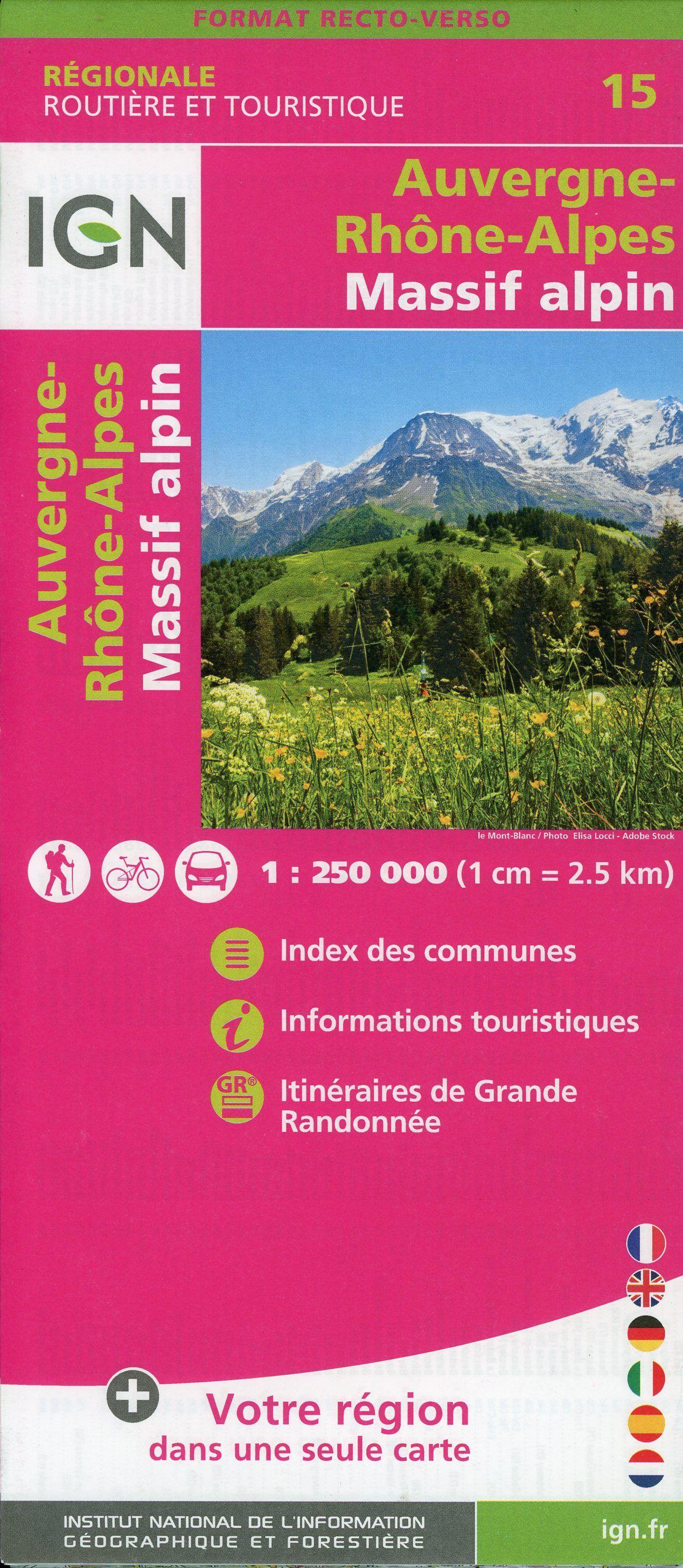 NR15 Auvergne Rhône-Alpes (Massif Alpin) Recto/verso 1:250 000