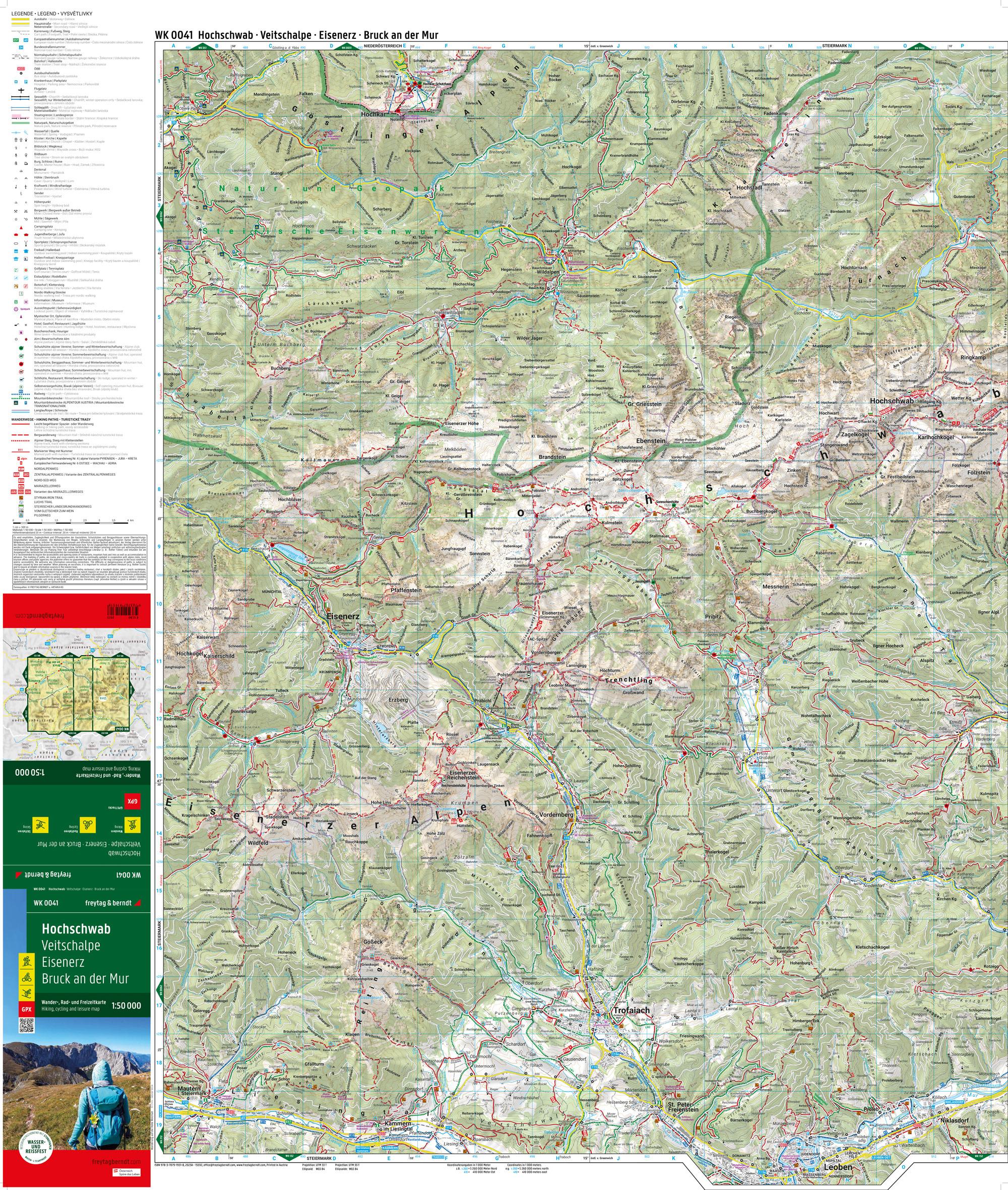 Hochschwab, Wander-, Rad- und Freizeitkarte 1:50.000, freytag & berndt, WK 0041