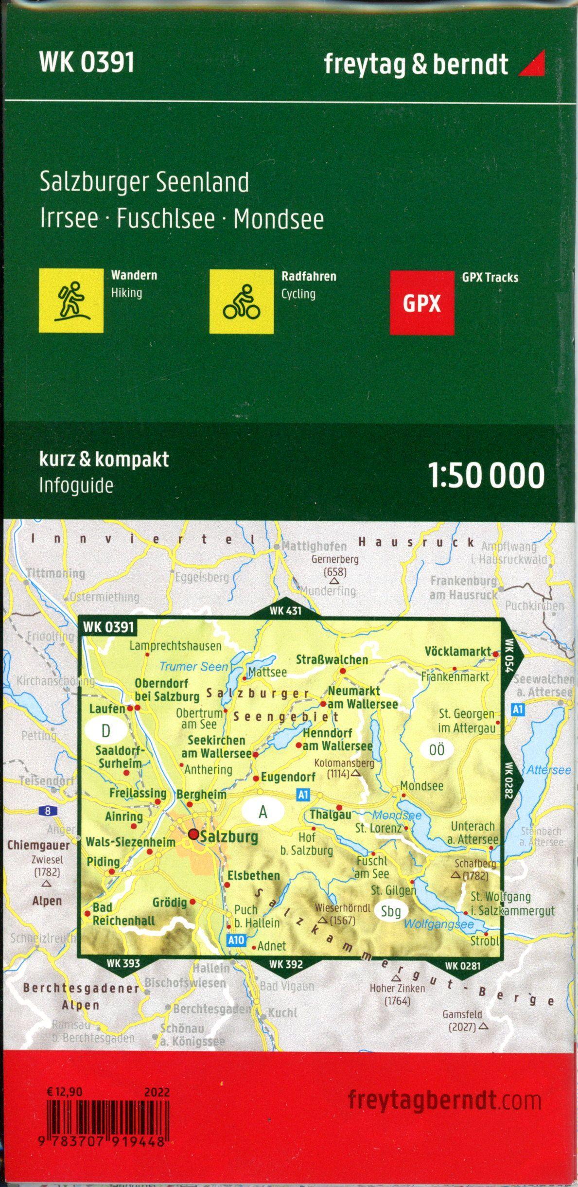 Salzburger Seenland, Wander-, Rad- und Freizeitkarte 1:50.000, freytag & berndt, WK 0391