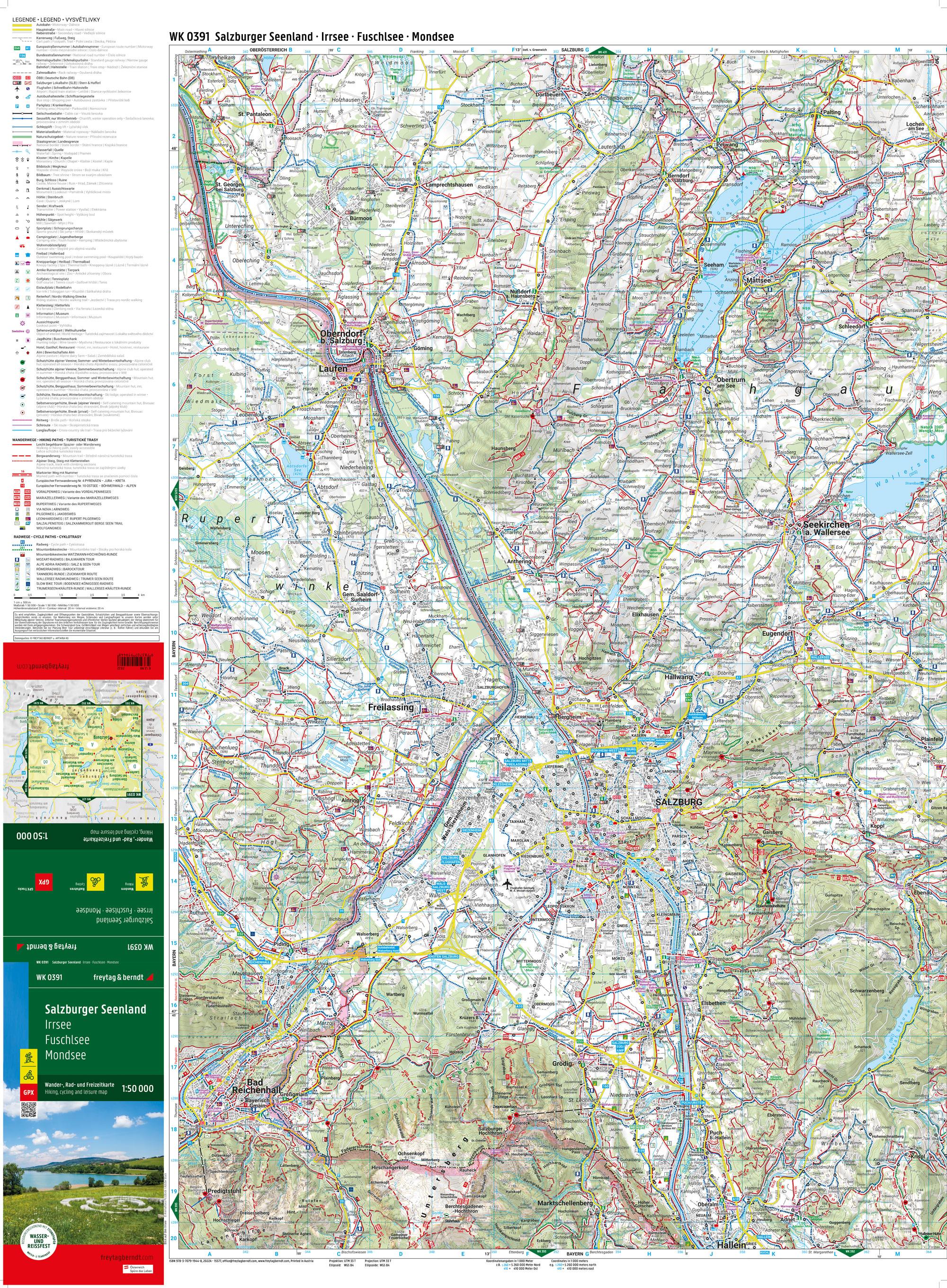 Salzburger Seenland, Wander-, Rad- und Freizeitkarte 1:50.000, freytag & berndt, WK 0391