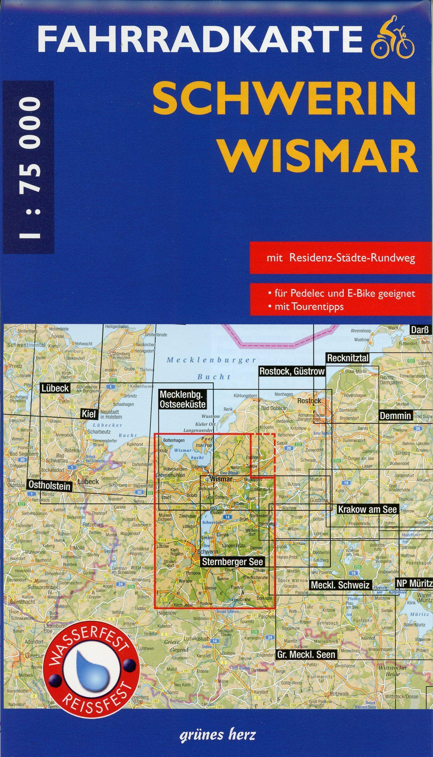 Fahrradkarte Schwerin - Wismar 1:75.000