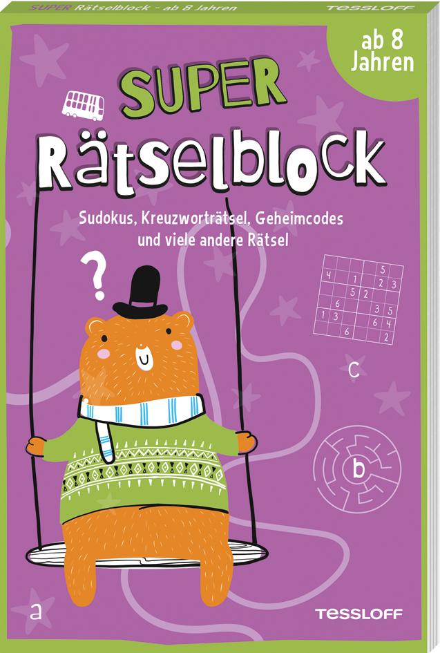 Super Rätselblock ab 8 Jahren.Sudokus, Kreuzwörträtsel, Geheimcodes und viele andere Rätsel