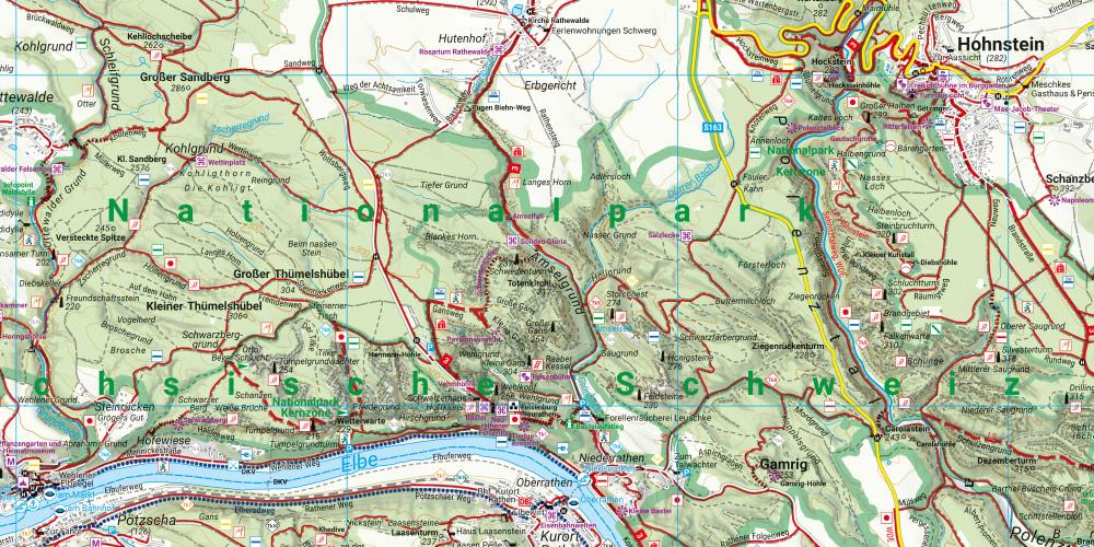 Nationalparkregion Sächsische Schweiz, Wanderkarte 1:25.000