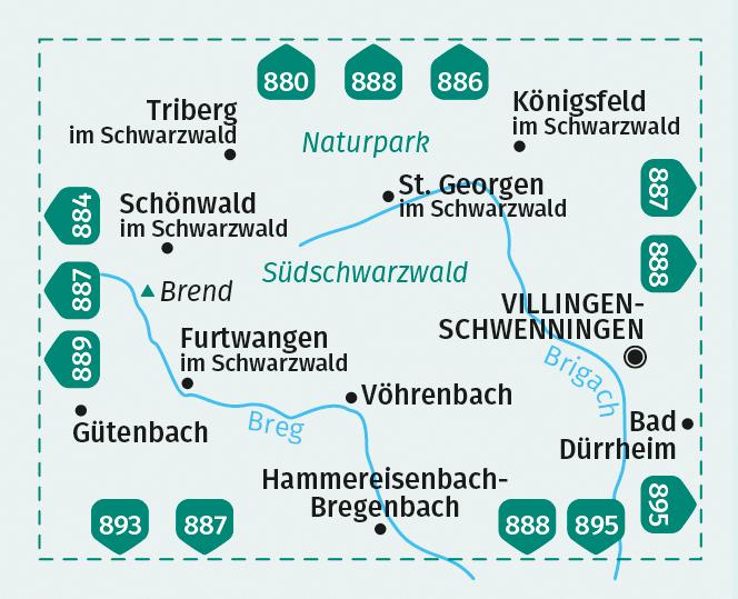 KOMPASS Wanderkarte 885 St. Georgen, Triberg, Naturpark Südschwarzwald 1:25.000