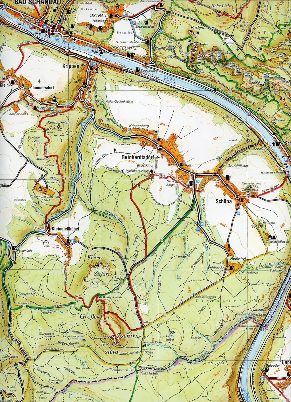 Große Karte der Sächsischen Schweiz 1:30000