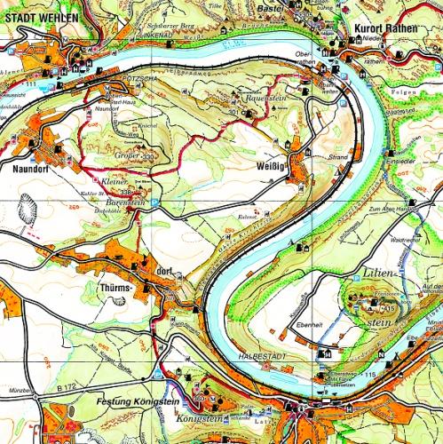 Große Karte der Sächsischen Schweiz 1:30000