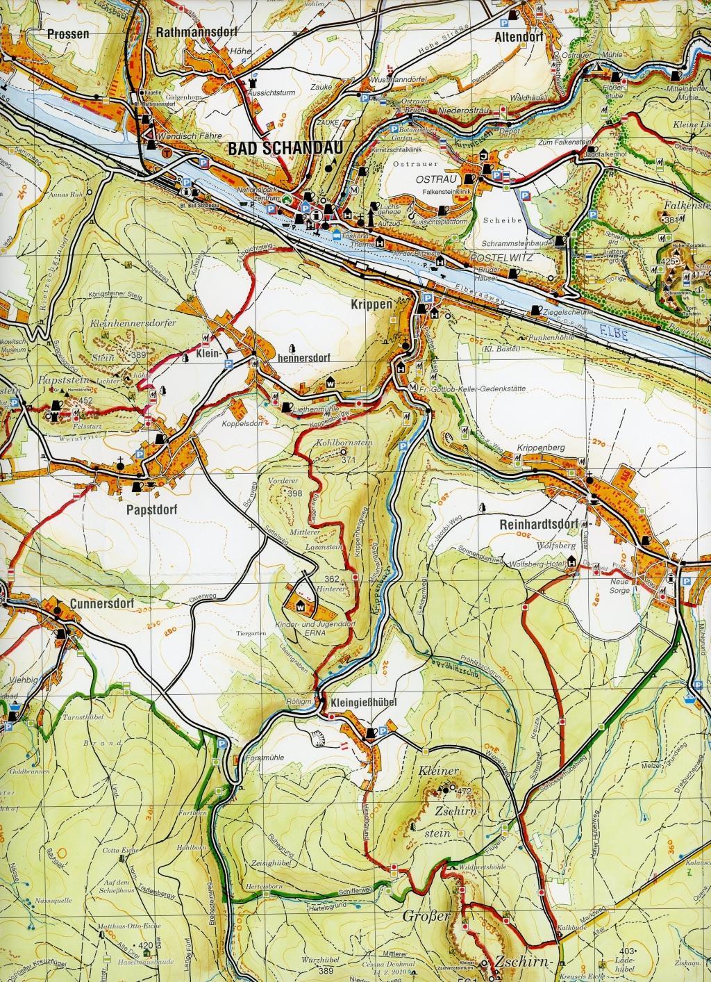 Große Karte der Sächsischen Schweiz 1:30000