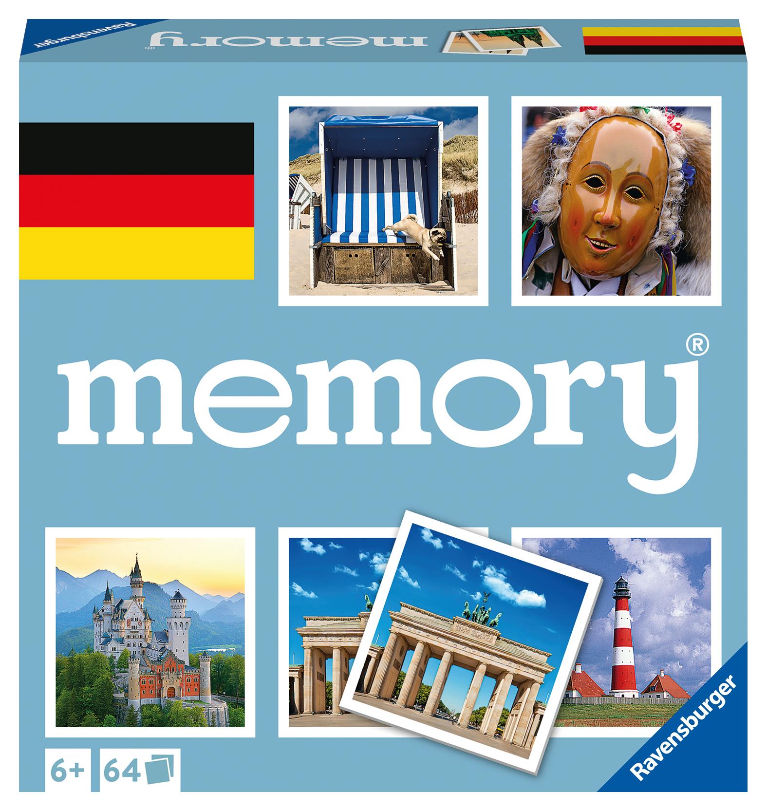 Ravensburger Deutschland memory® - 20883 - der Spieleklassiker quer durch Deutschland, Merkspiel für 2-8 Spieler ab 6 Jahren