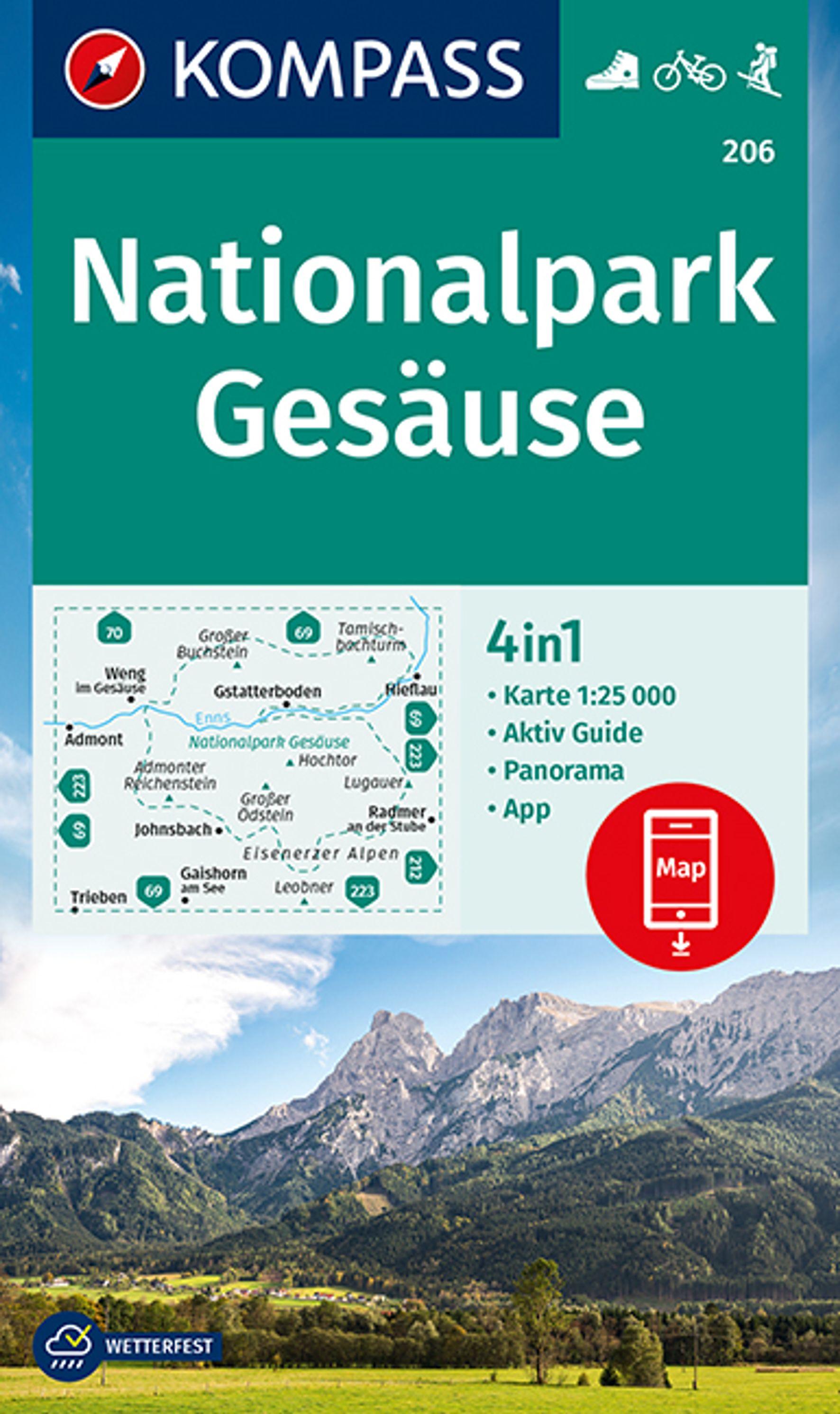 KOMPASS Wanderkarte 206 Nationalpark Gesäuse 1:25.000