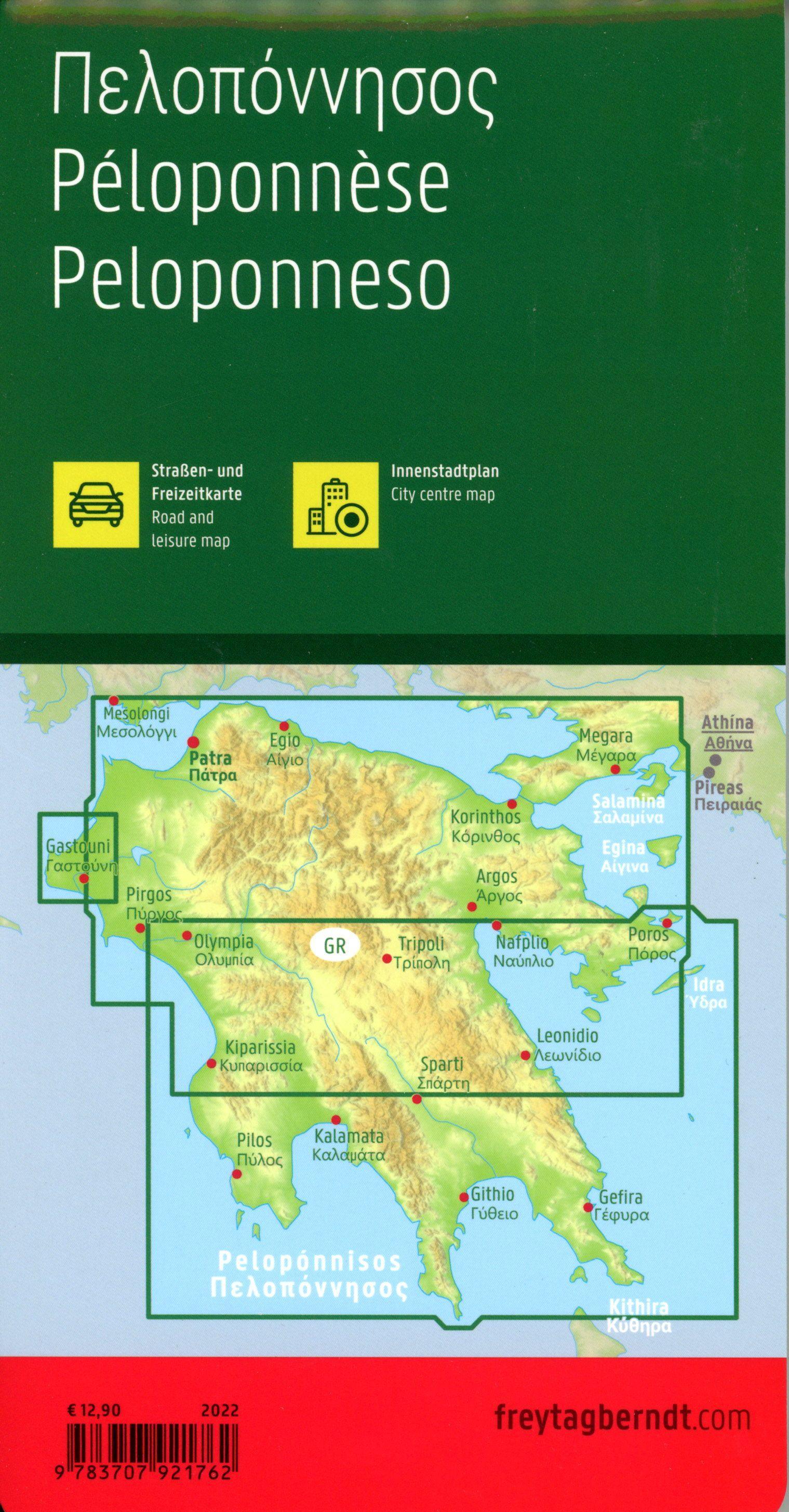 Peloponnes, Straßen- und Freizeitkarte 1:150.000, freytag & berndt