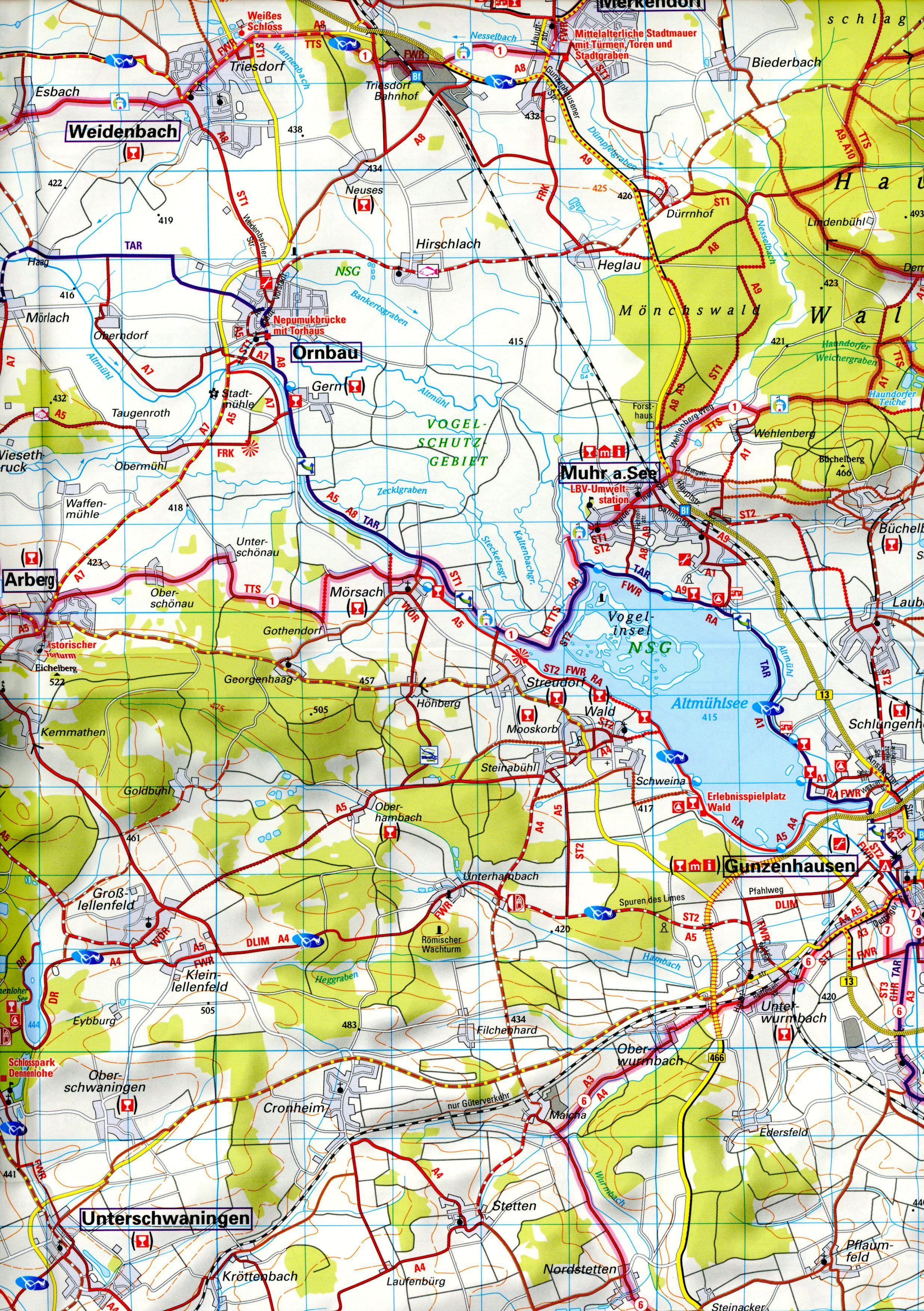 ADFC-Regionalkarte Fränkisches Seenland, 1:50.000, mit Tagestourenvorschlägen, reiß- und wetterfest, E-Bike-geeignet, GPS-Tracks Download