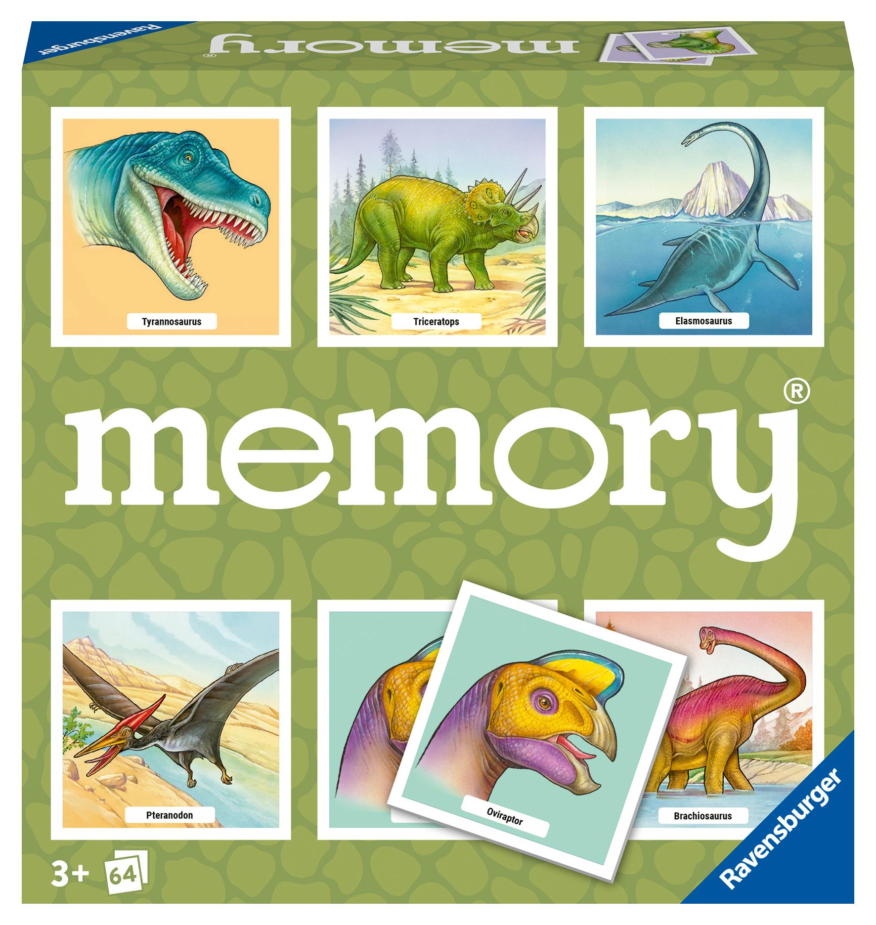 Ravensburger memory® Dinosaurier - 20924 - der Spieleklassiker für Dino-Fans, Merkspiel für 2-8 Spieler ab 3 Jahren