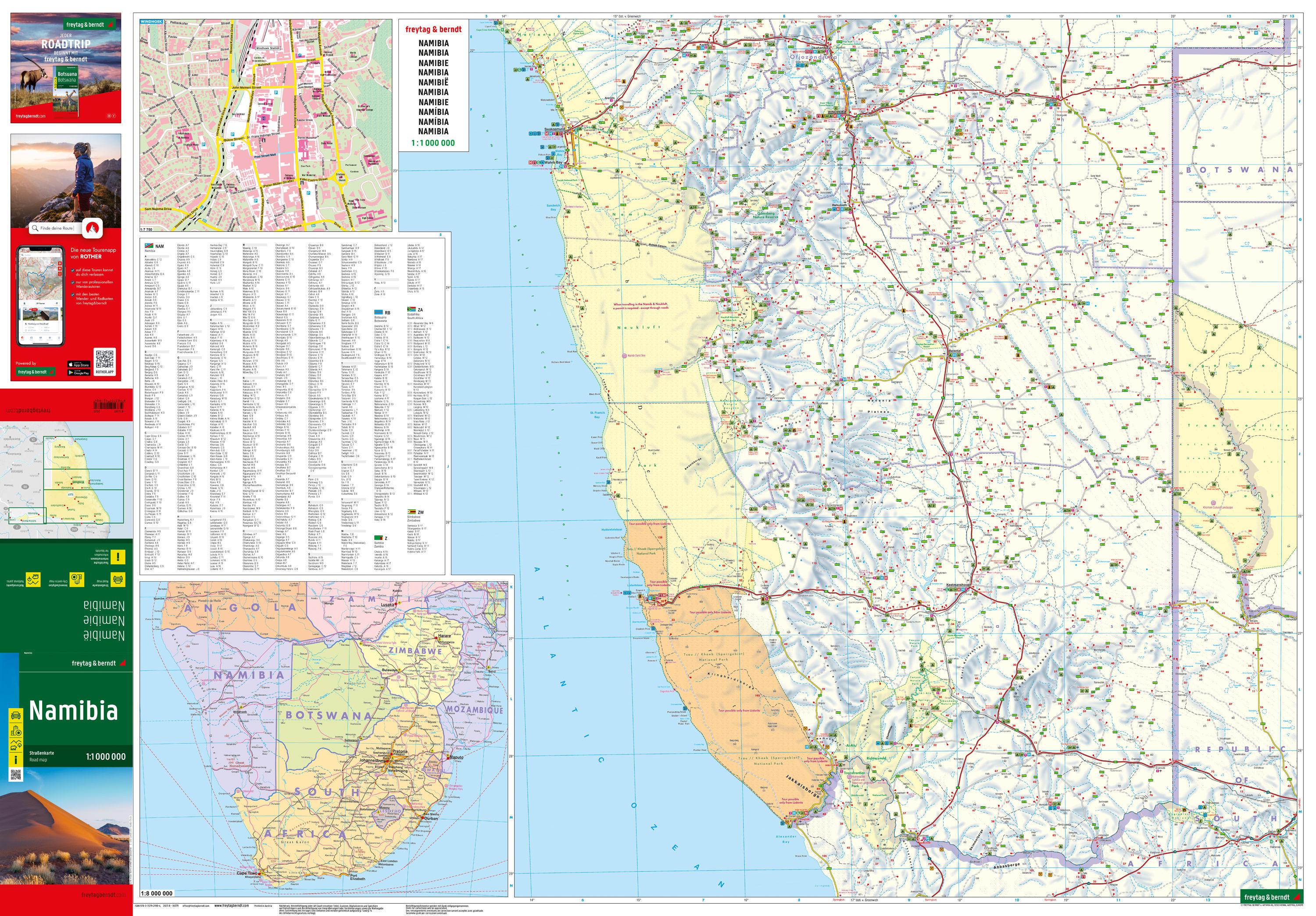 Namibia, Straßenkarte 1:1.000.000, freytag & berndt