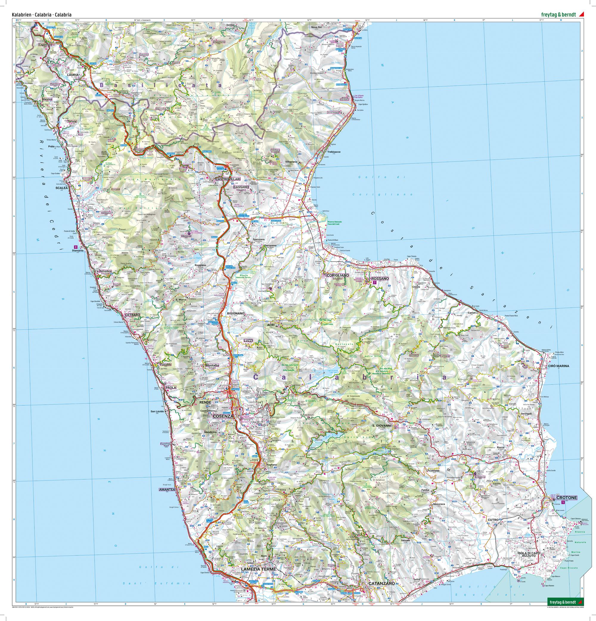 Kalabrien, Straßen- und Freizeitkarte 1:150.000, freytag & berndt