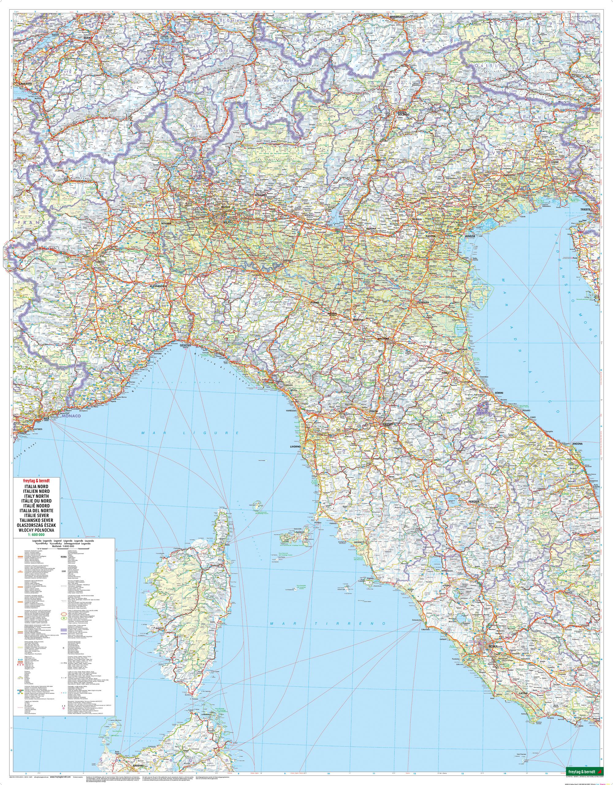 Italien, Straßenkarte 1:600.000, freytag & berndt