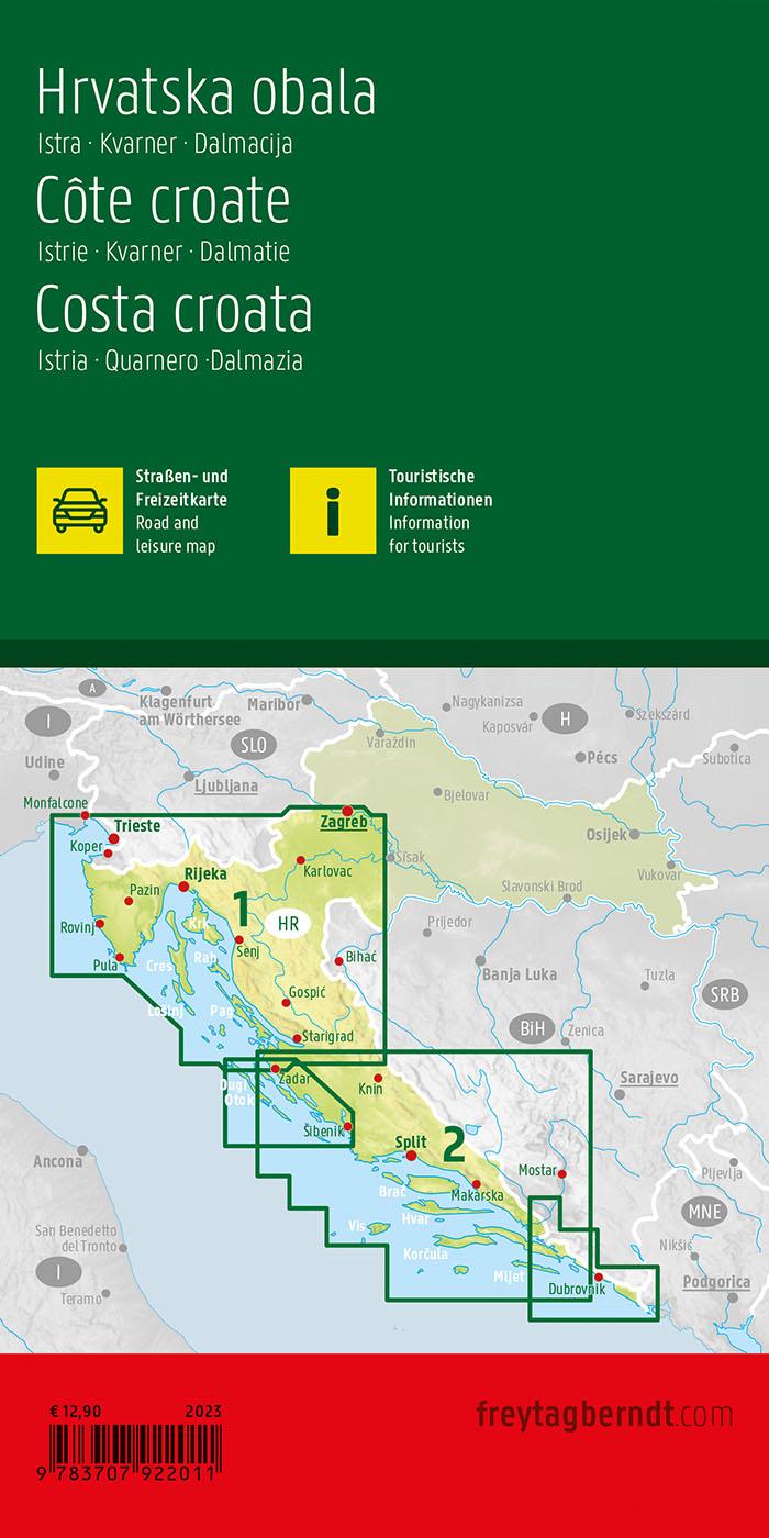 Kroatien Küste, Straßen- und Freizeitkarte 1:200.000, freytag & berndt