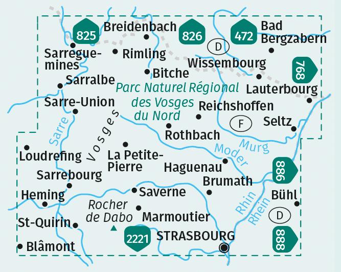 KOMPASS Wanderkarten-Set 2220 Elsass, Vogesen Nord, Hagenau, Straßburg / Alsace, Vosges du Nord, Haguenau, Strasbourg (2 Karten) 1:50.000