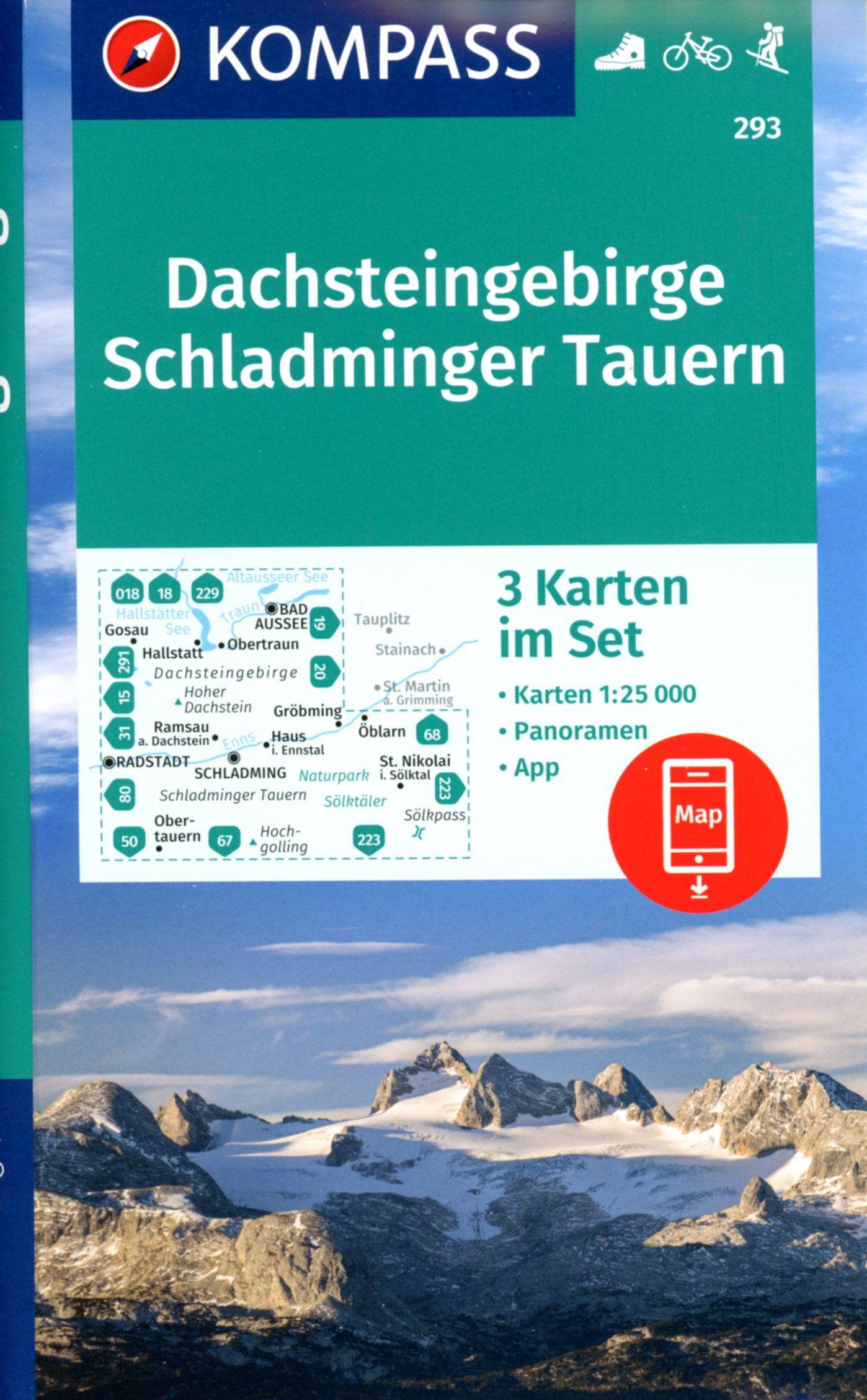 KOMPASS Wanderkarten-Set 293 Dachsteingebirge, Schladminger Tauern (3 Karten) 1:25.000