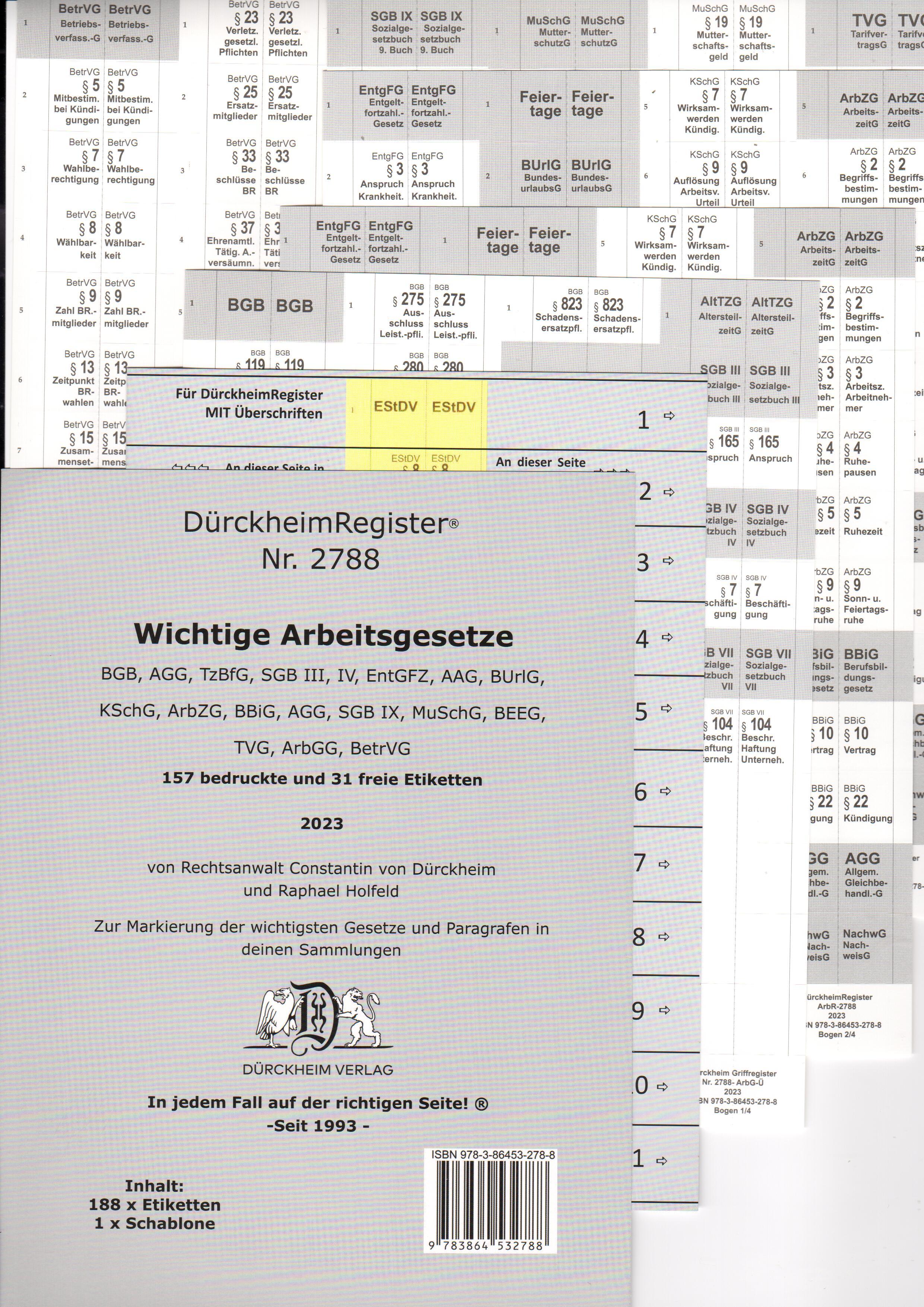 DürckheimRegister® ARBEITSGESETZE 2023 MIT STICHWORTEN