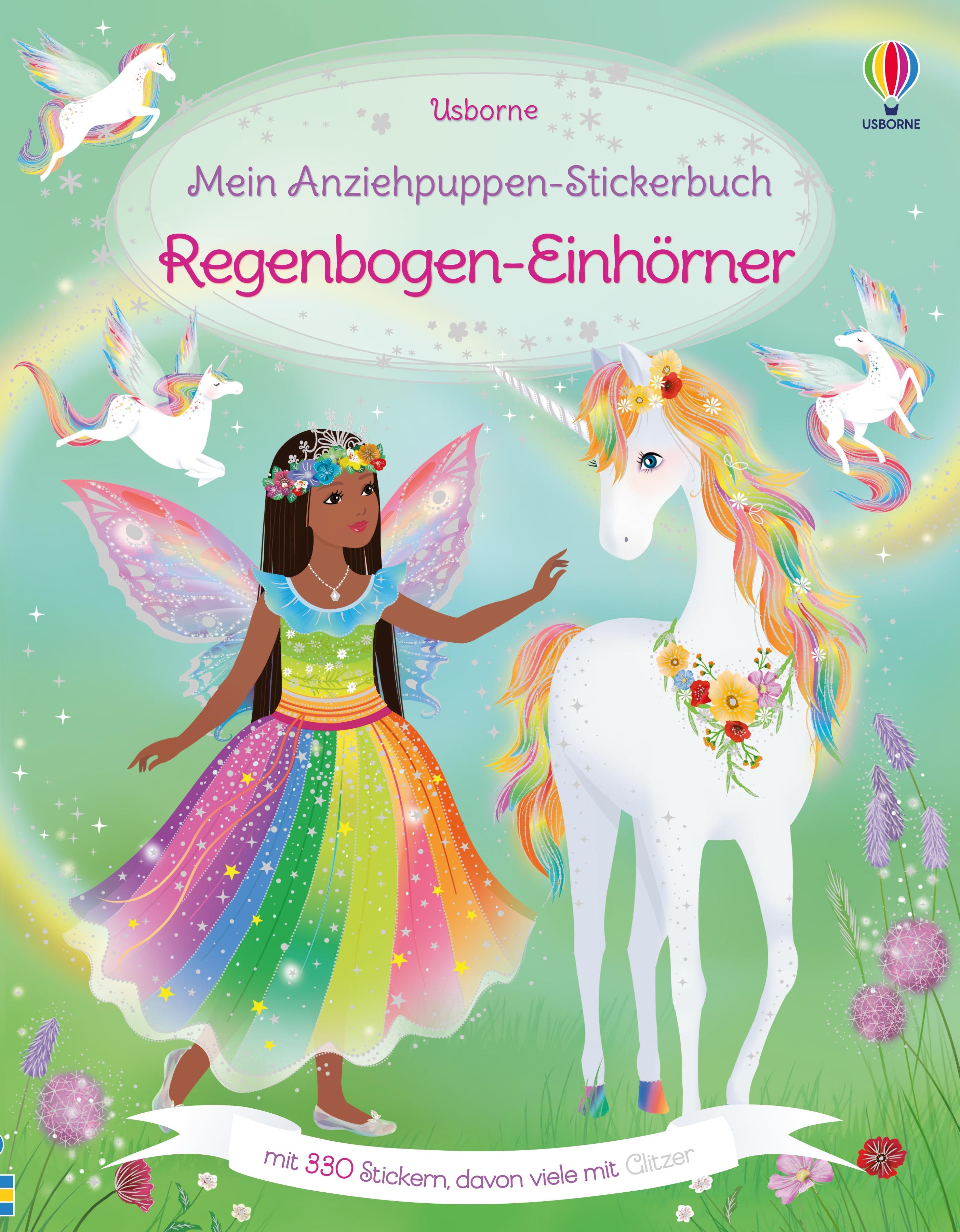 Mein Anziehpuppen-Stickerbuch: Regenbogen-Einhörner