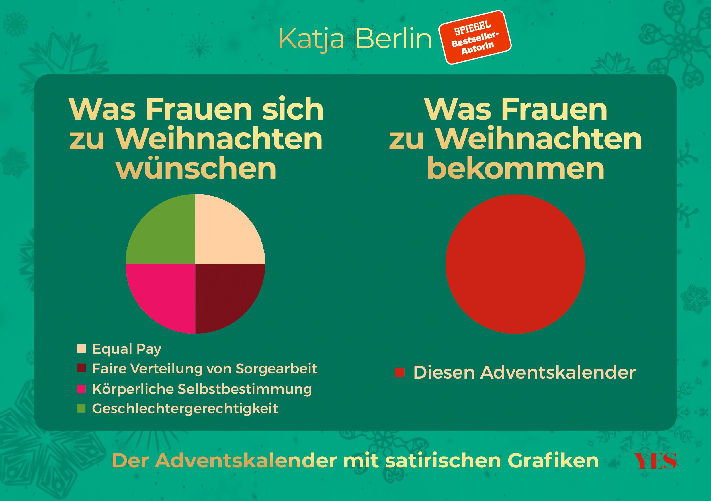 Was Frauen sich zu Weihnachten wünschen. Was Frauen zu Weihnachten bekommen. Der Adventskalender mit satirischen Grafiken