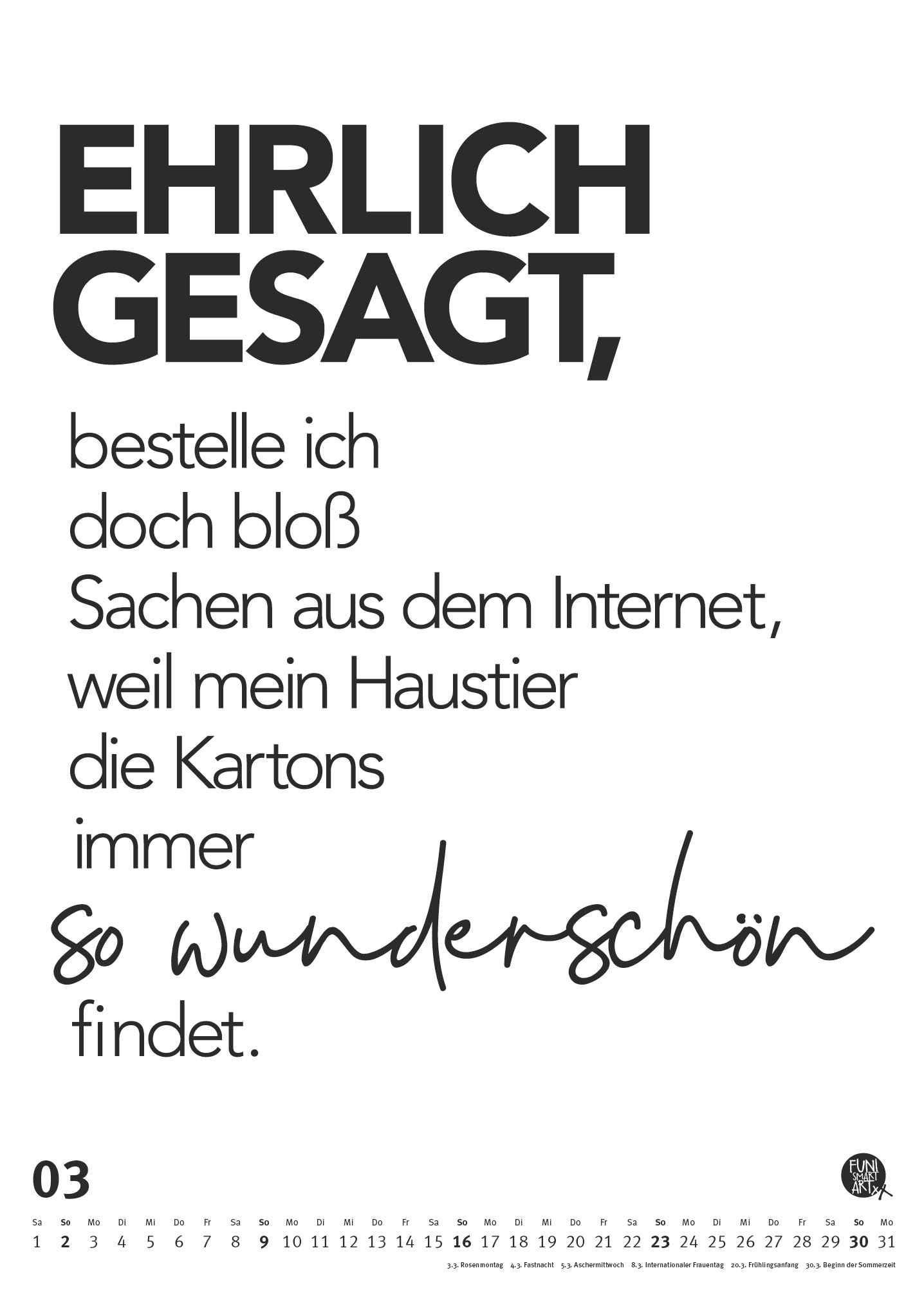 Sprüche-Kalender 2025 - Typo-Kalender von FUNI SMART ART - Poster-Format 50 x 70 cm