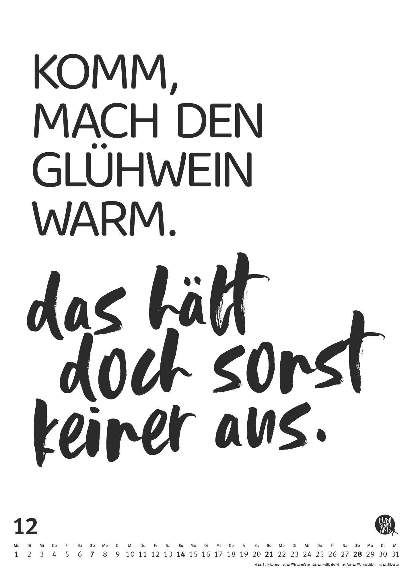 Sprüche-Kalender 2025 - Typo-Kalender von FUNI SMART ART - Poster-Format 50 x 70 cm