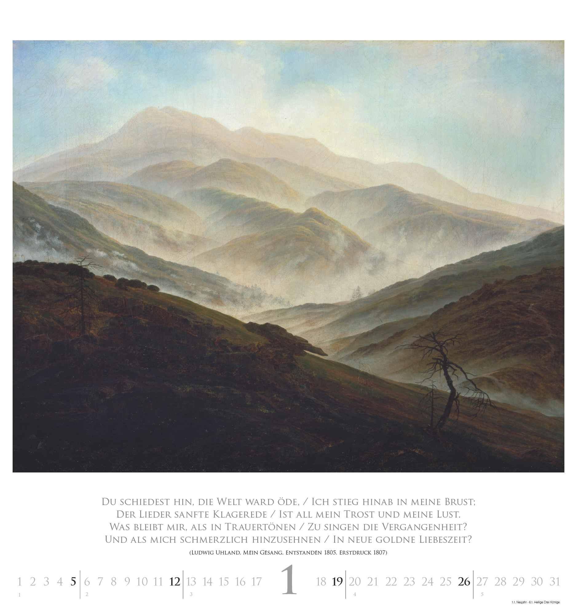 Caspar David Friedrich 2025 - Kunst-Kalender - Wand-Kalender - 45x48