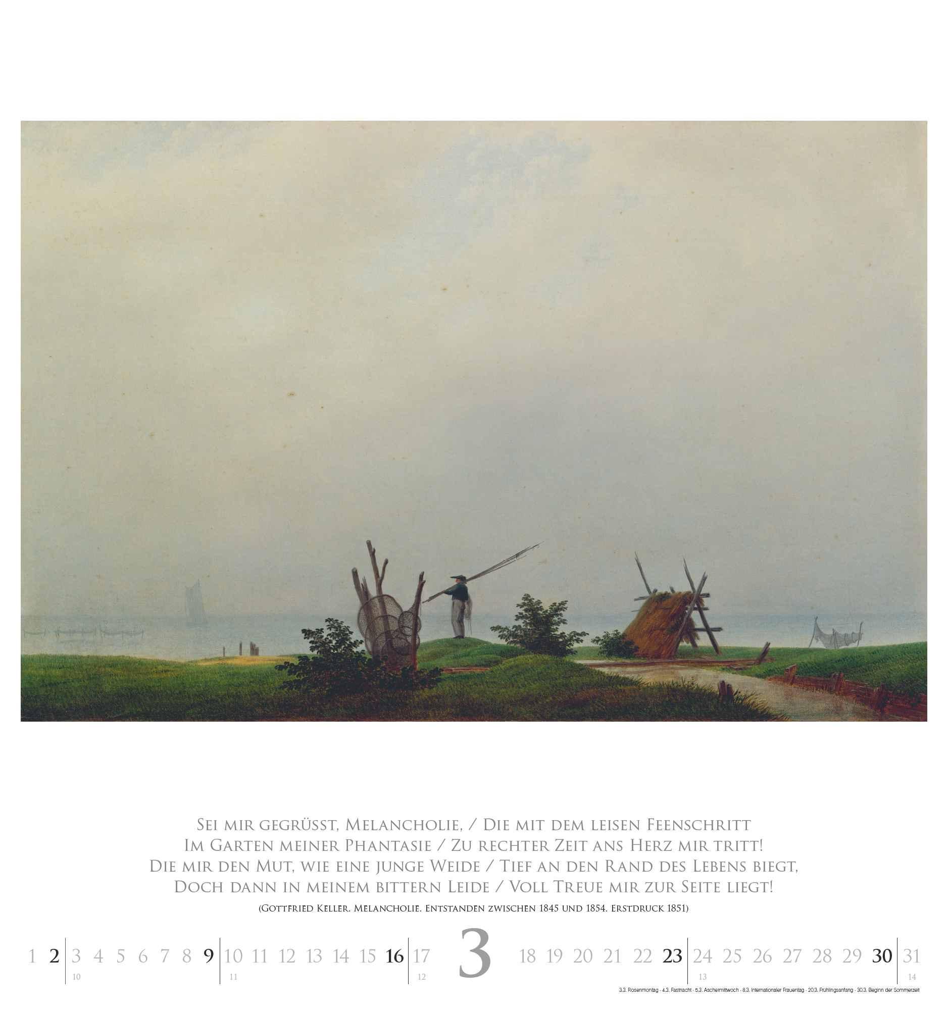 Caspar David Friedrich 2025 - Kunst-Kalender - Wand-Kalender - 45x48