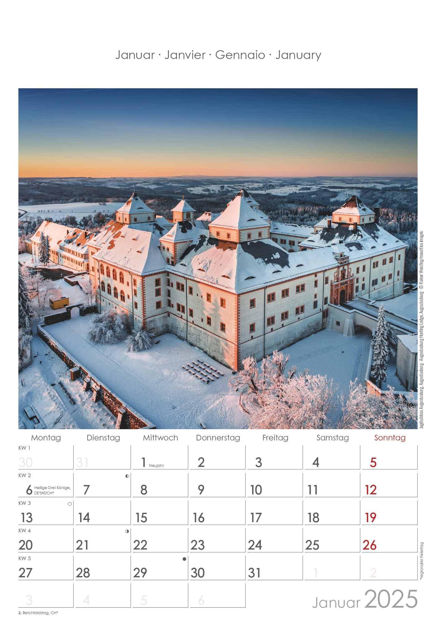 Sachsen 2025 - Bild-Kalender 23,7x34 cm - Regional-Kalender - Wandkalender - mit Platz für Notizen - Alpha Edition