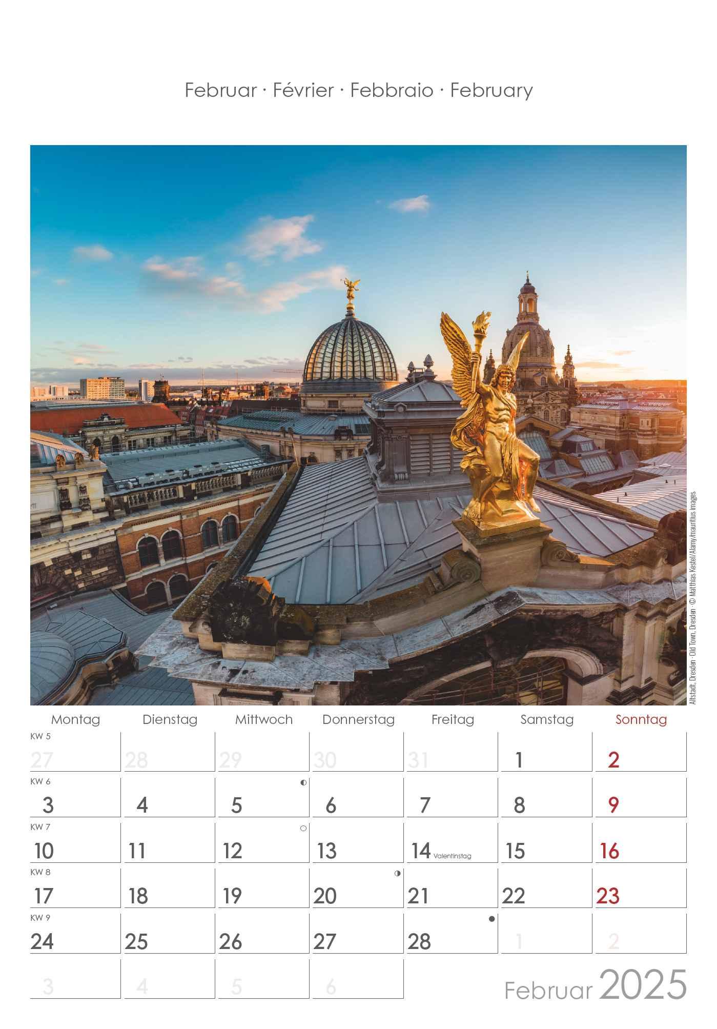 Sachsen 2025 - Bild-Kalender 23,7x34 cm - Regional-Kalender - Wandkalender - mit Platz für Notizen - Alpha Edition