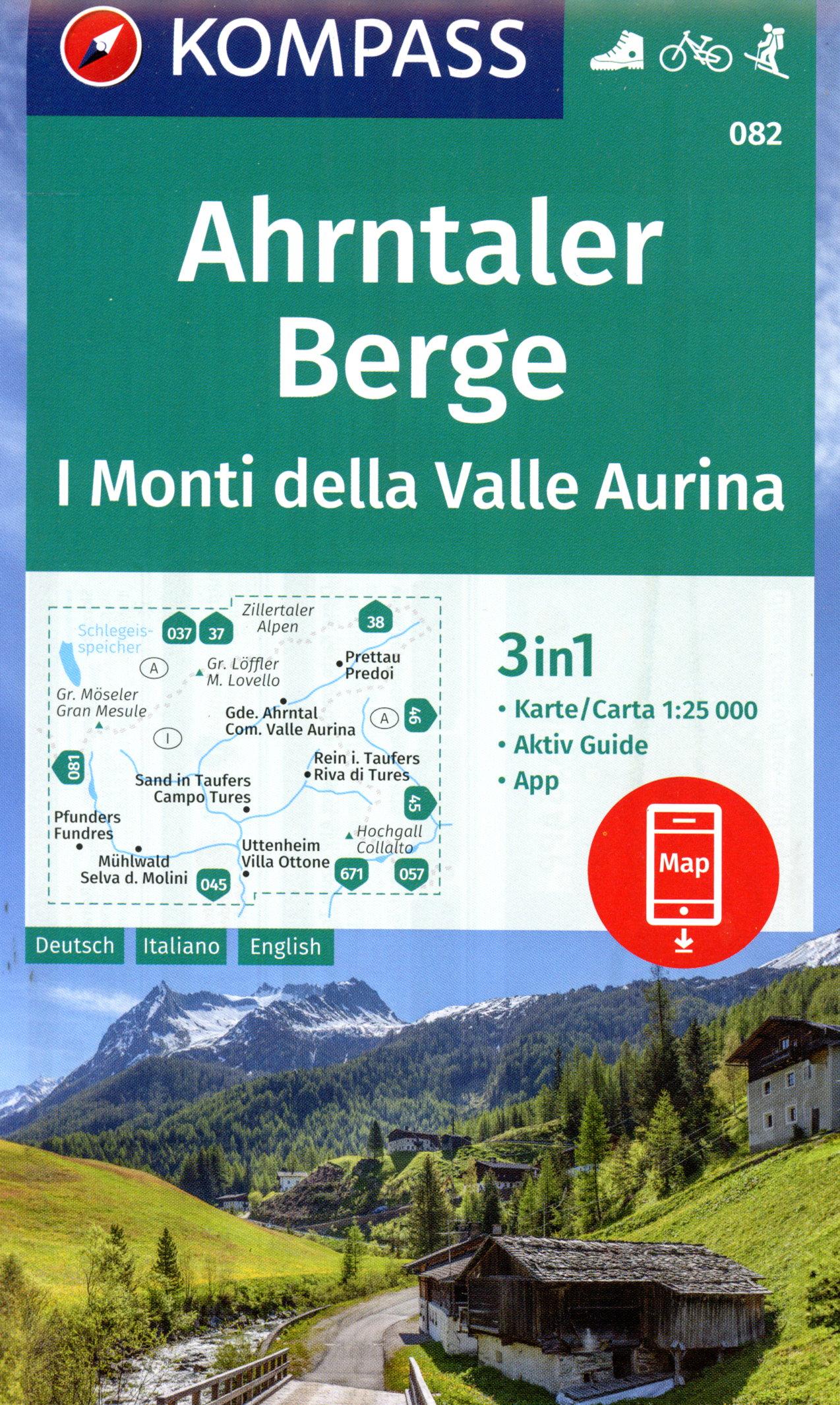 KOMPASS Wanderkarte 082 Ahrntaler Berge / I Monti della Valle Aurina 1:25.000