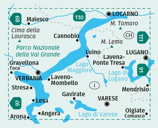 KOMPASS Wanderkarte 90 Lago Maggiore, Lago di Varese 1:50.000